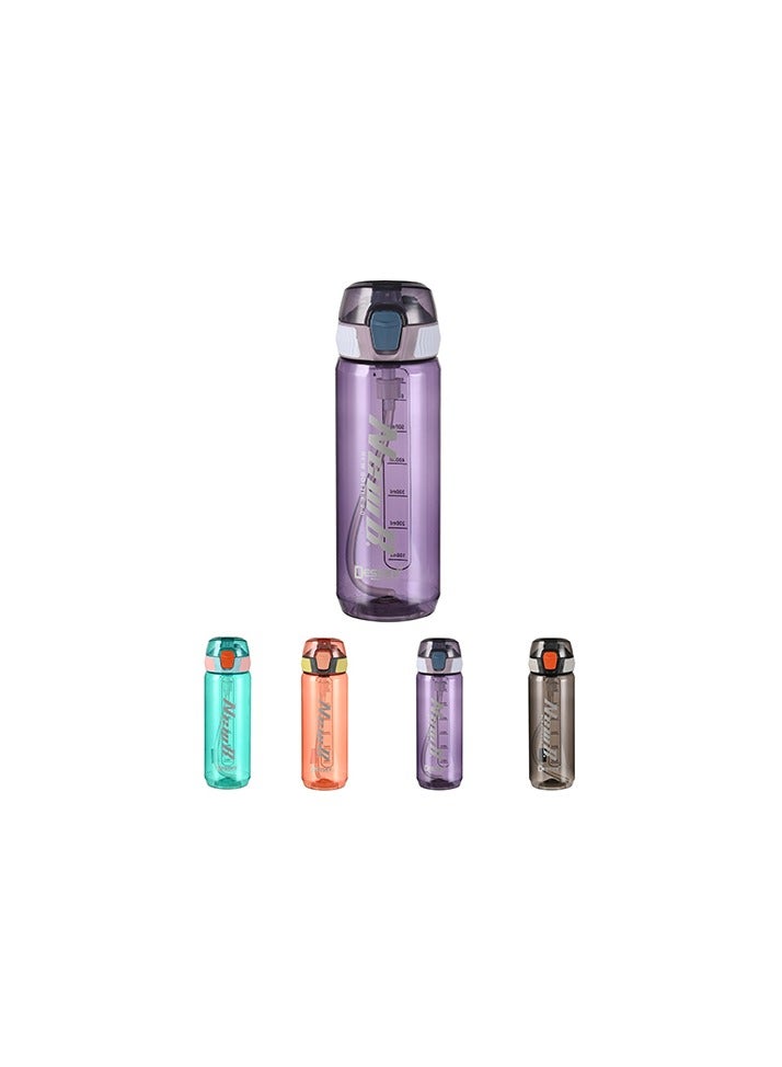 DESSINI زجاجة ماء رياضية سعة 800 مل، خالية من BPA، مانعة للتسرب للرياضة، اللياقة البدنية، الصالة الرياضية، النزهات 400 بنفسجي - Image 1