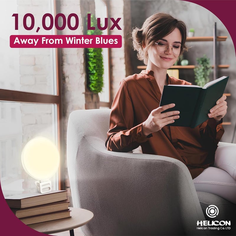 Helicon Sad Light Therapy Lamp, Daylight Therapy Light, 10,000 Lux for SAD lamp, Sunlight, 3 Colours & 10 Brightness Levels, 360Â° Adjustable Rotation, Portable Design, Bright - Image 2