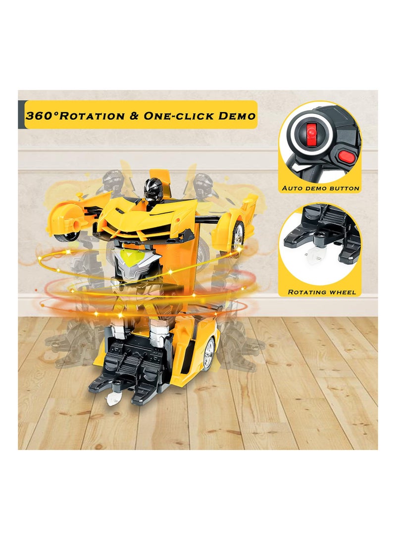 Transforming RC Robot Car Toy for Kids Remote Control Car 2-in-1 Deformation Vehicle Best Birthday Gift for Boys and Girls Ages 5-12 Yellow - Image 3