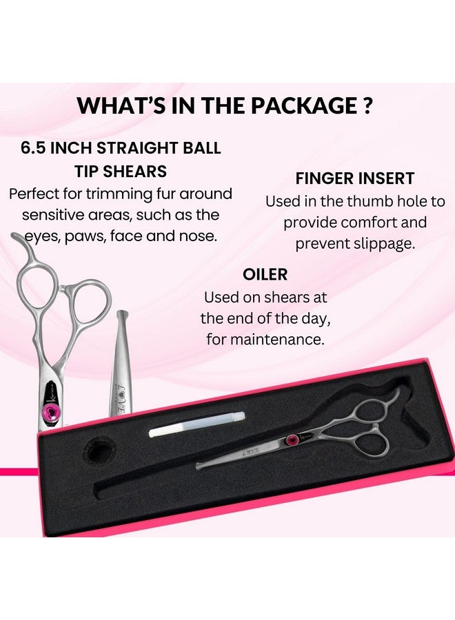 Kenchii Love Dog Grooming Scissors, 6.5 Inch Straight Balltip Shears, Dog Scissors for Grooming, Professional Pet Grooming Scissors, Safety Round Tip Shears - Image 4