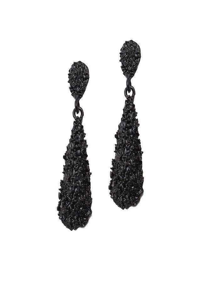 SOHI Black Rhinestones Drop Earrings for Women & Girls, jewellery for women, light weight earrings, Push Closure, modern, statement, artificial earrings for women, western earrings (4252) - Image 1