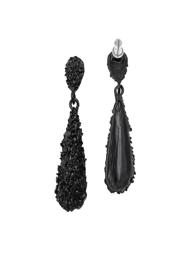 SOHI Black Rhinestones Drop Earrings for Women & Girls, jewellery for women, light weight earrings, Push Closure, modern, statement, artificial earrings for women, western earrings (4252) - Image 4