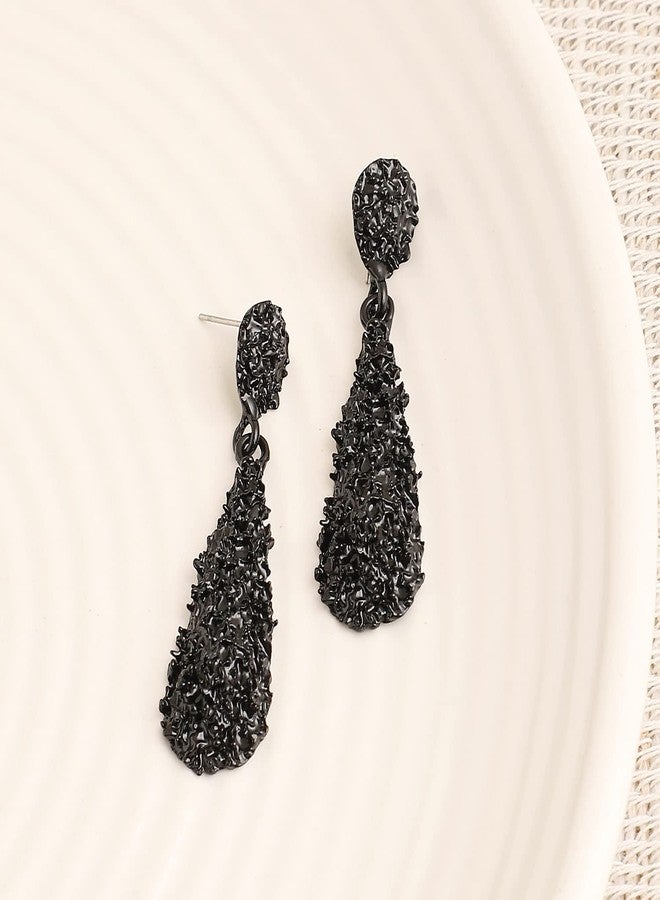 SOHI Black Rhinestones Drop Earrings for Women & Girls, jewellery for women, light weight earrings, Push Closure, modern, statement, artificial earrings for women, western earrings (4252) - Image 2