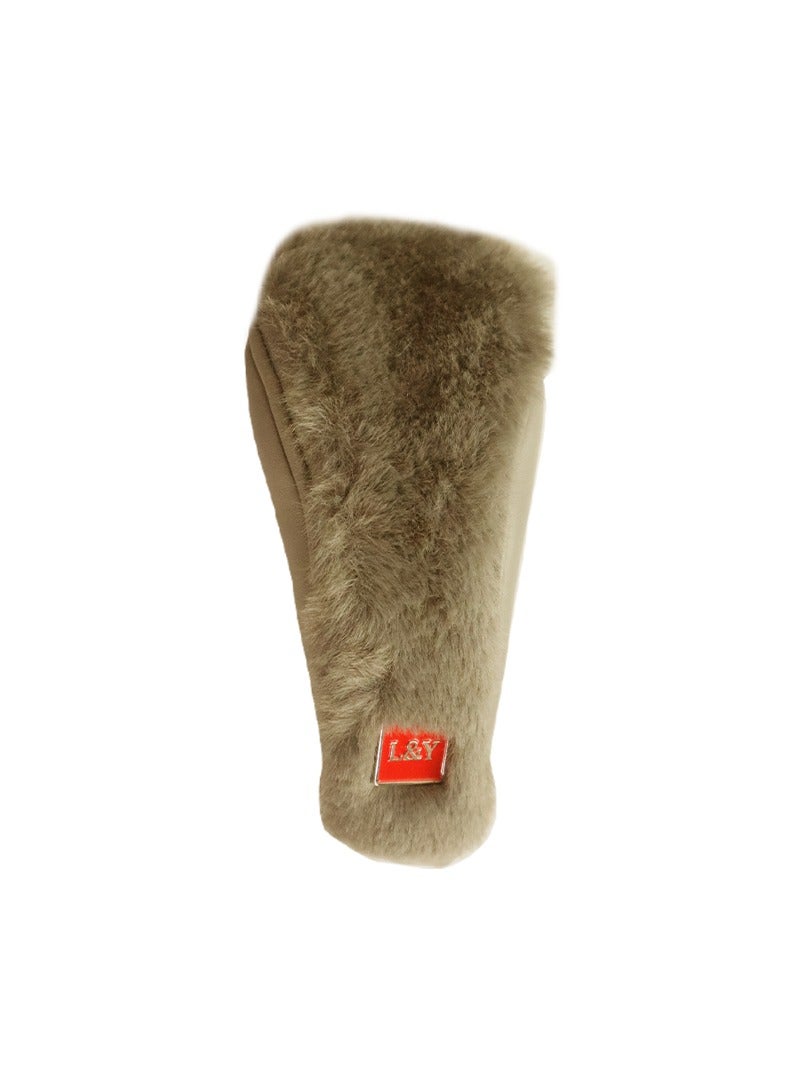 GEAR KNOB COVER RABBIT FUR+LEATHER, STICK TYPE, BEIGE 029