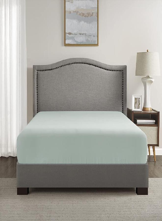 Comfort Spaces Coolmax Moisture Wicking Fitted Sheet ONLY Super Soft, Fade Resistant, All Elastic Deep Pocket Fits Up to 16" Mattress - Warm Weather Cooling Sheets for Night Sweats, Queen, Aqua - Image 2