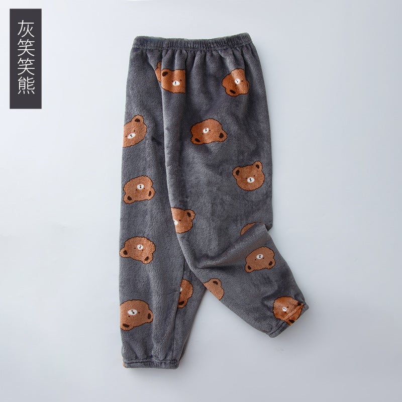 Thickened Children'S Pajama Pants Coral Fleece Boys' Loose Home Pants Girls' Warm Flannel Trousers - Image 5