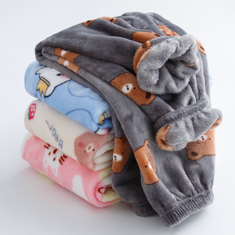 Thickened Children'S Pajama Pants Coral Fleece Boys' Loose Home Pants Girls' Warm Flannel Trousers - Image 2