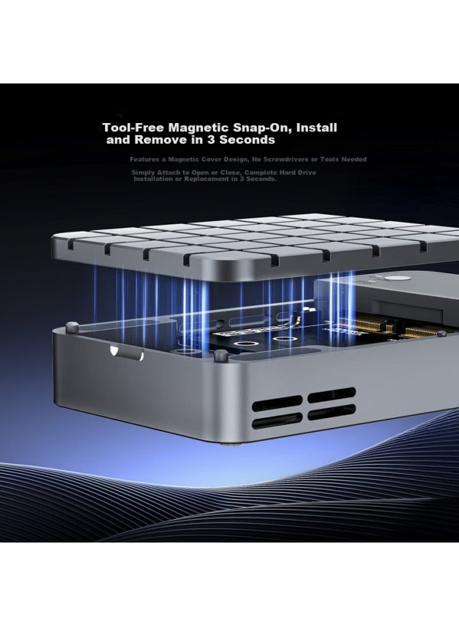 MAIWO حاوية SSD مزدوجة من Maiwo M.2 Nvme/sata مع دعم Raid0/1، نسخ غير متصل، قاعدة قراءة خارجية بسرعة 20 جيجابت في الثانية - Image 3
