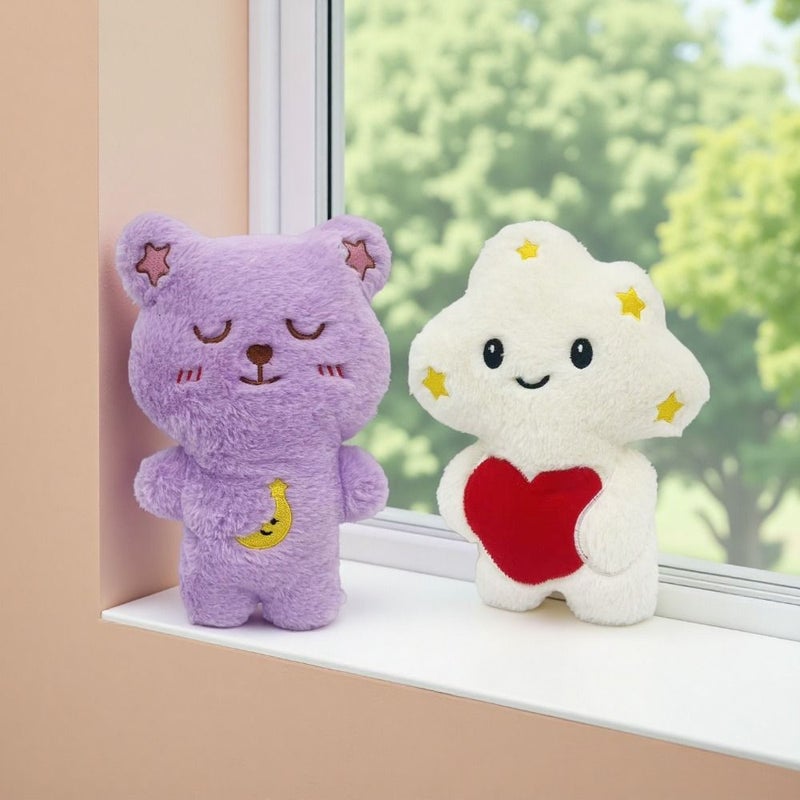 Purple Moon Bear Plush Toy Pillow Cute Soft Gift for Girls - Image 1