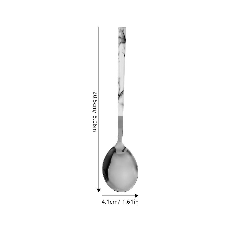 Stainless Steel Flatware Set with Marble Handles 5 Piece Silverware Cutlery Kit for Home Dining - Image 3