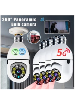 5 PACKS1080P Wireless Wifi Pan/Tilt Light Bulb Security Camera, 360 Degrees 3.0MP Cam Home Surveillance CCTV Panoramic IP Camera, with Night Vision, Smart Motion Detection
