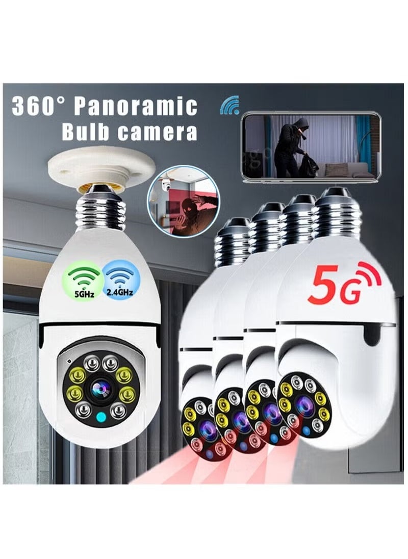 Generic - 5 PACKS1080P Wireless Wifi Pan/Tilt Light Bulb Security Camera, 360 Degrees 3.0MP Cam Home Surveillance CCTV Panoramic IP Camera, with Night Vision, Smart Motion Detection - Image 1