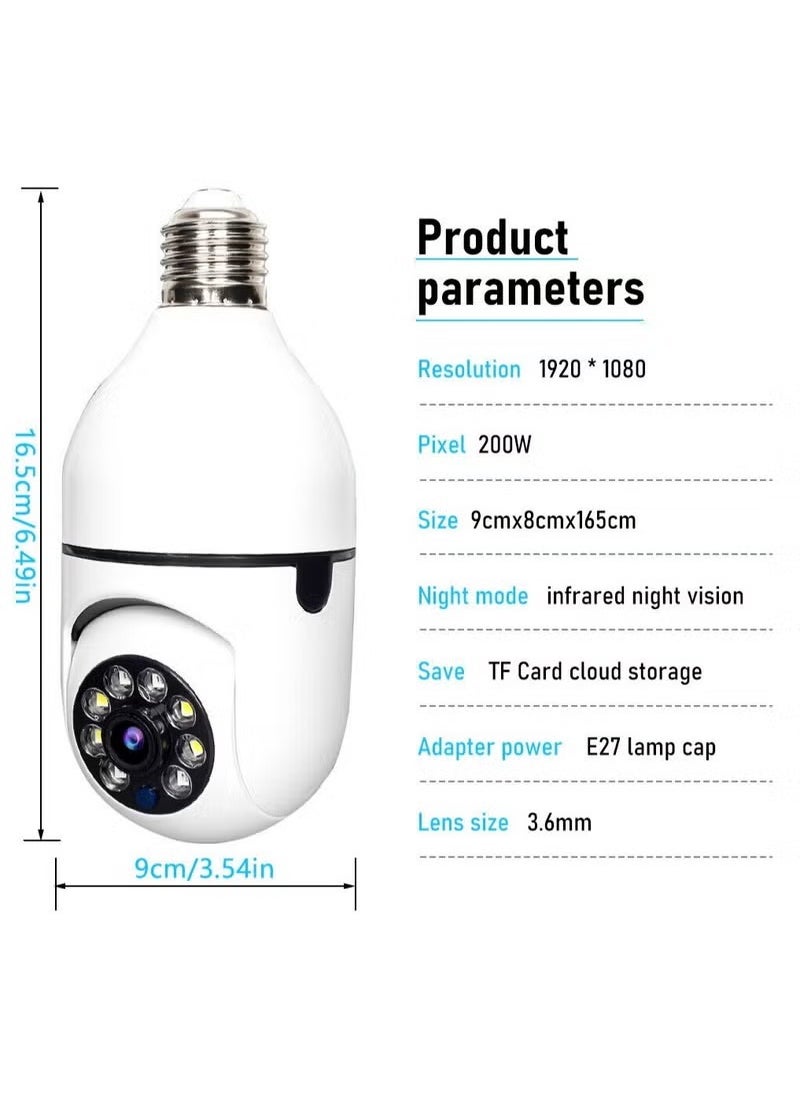 Generic - 5 PACKS1080P Wireless Wifi Pan/Tilt Light Bulb Security Camera, 360 Degrees 3.0MP Cam Home Surveillance CCTV Panoramic IP Camera, with Night Vision, Smart Motion Detection - Image 1