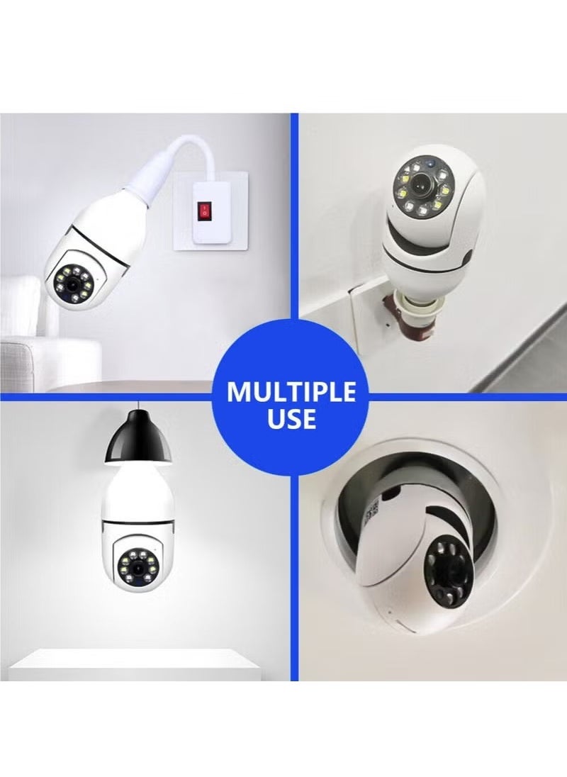 Generic - 5 PACKS1080P Wireless Wifi Pan/Tilt Light Bulb Security Camera, 360 Degrees 3.0MP Cam Home Surveillance CCTV Panoramic IP Camera, with Night Vision, Smart Motion Detection - Image 1
