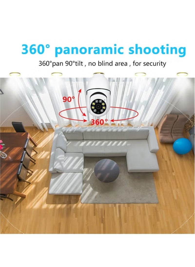 Generic - 5 PACKS1080P Wireless Wifi Pan/Tilt Light Bulb Security Camera, 360 Degrees 3.0MP Cam Home Surveillance CCTV Panoramic IP Camera, with Night Vision, Smart Motion Detection - Image 1