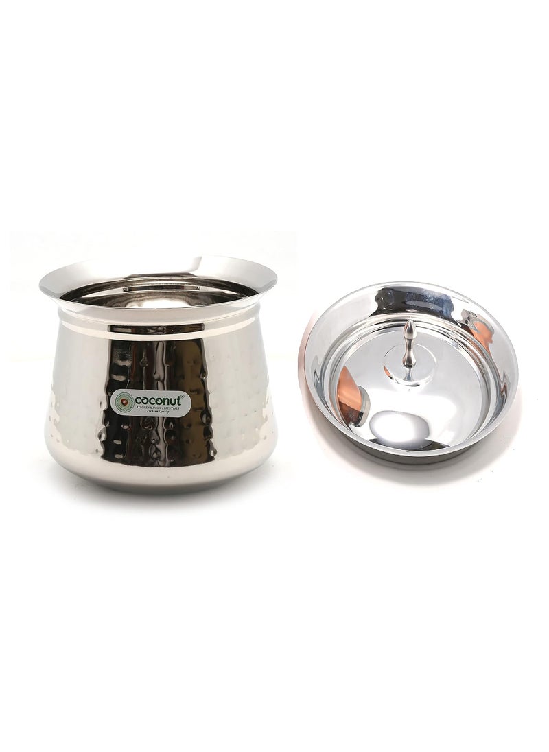 Coconut Coconut Stainless Steel - Cookware/Fiji Hammered Handi with Lid-1 Unit - Capacity - 500 ML 