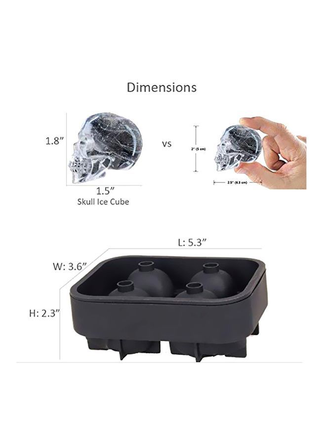 NIBEMINENT 2-Piece Skull Shape Ice Cube Tray black 5.3x2.3inch  - Image 2