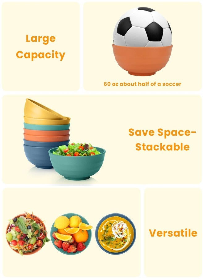 Homienly Large Bowls, 60 Oz Salad Bowls, Large Cereal Bowls, 8PCS Unbreakable Wheat Straw Serving Bowls for Pho, Popcorn, Soup & Oatmeal, Microwave & Dishwasher Safe for Kitchen, Camping (Multi) - Image 5