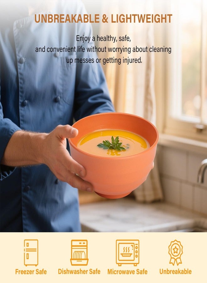 Homienly Large Bowls, 60 Oz Salad Bowls, Large Cereal Bowls, 8PCS Unbreakable Wheat Straw Serving Bowls for Pho, Popcorn, Soup & Oatmeal, Microwave & Dishwasher Safe for Kitchen, Camping (Multi) - Image 4