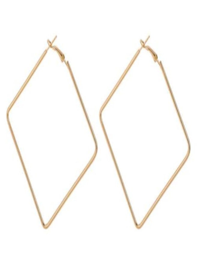 DENICRAAS Brass Golden Square Geometrical design Hoop bali fashion earrings for Women and Girls 1p - Image 1