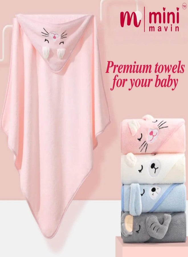 MINI MAVIN Hooded Baby Towels Newborn - Premium Baby Towel Set for 0 to 2 Years, Ultra Soft and Absorbent, Ideal for Newborns and Infants, Cute and Cozy for Bath Time | 80cm X 80cm (Hooded White) - Image 4