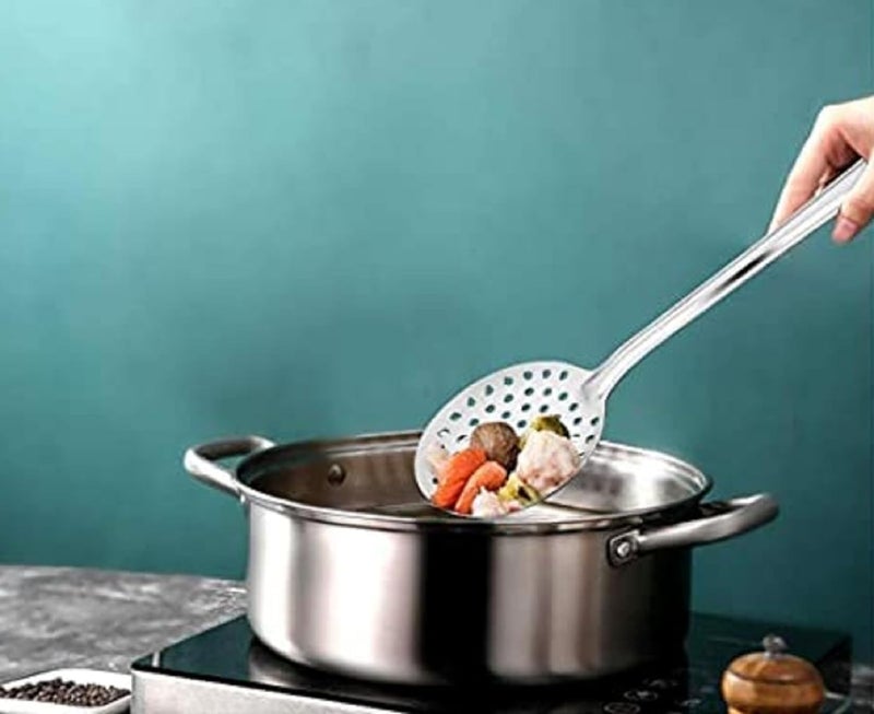 Tekzie Stainless Steel 5 Pcs Cooking Spoon Set Pakkad Rubber Grip Rolling Noodle Cutter Kitchen Tools Set - Image 5
