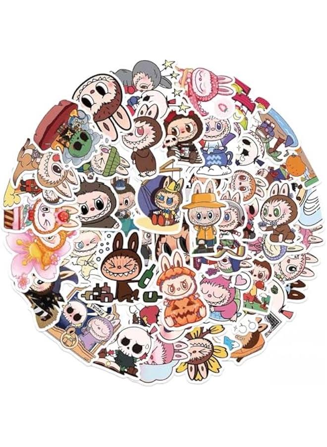 Arabest 70 Pcs Labubu Cartoon Sticker Water Bottle Fun Cute Stickers Suitable for Teenagers and Adults Vinyl Stickers Suitable for Laptop Skateboarding Party Supplies - Image 1