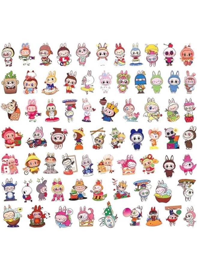 Arabest 70 Pcs Labubu Cartoon Sticker Water Bottle Fun Cute Stickers Suitable for Teenagers and Adults Vinyl Stickers Suitable for Laptop Skateboarding Party Supplies - Image 5