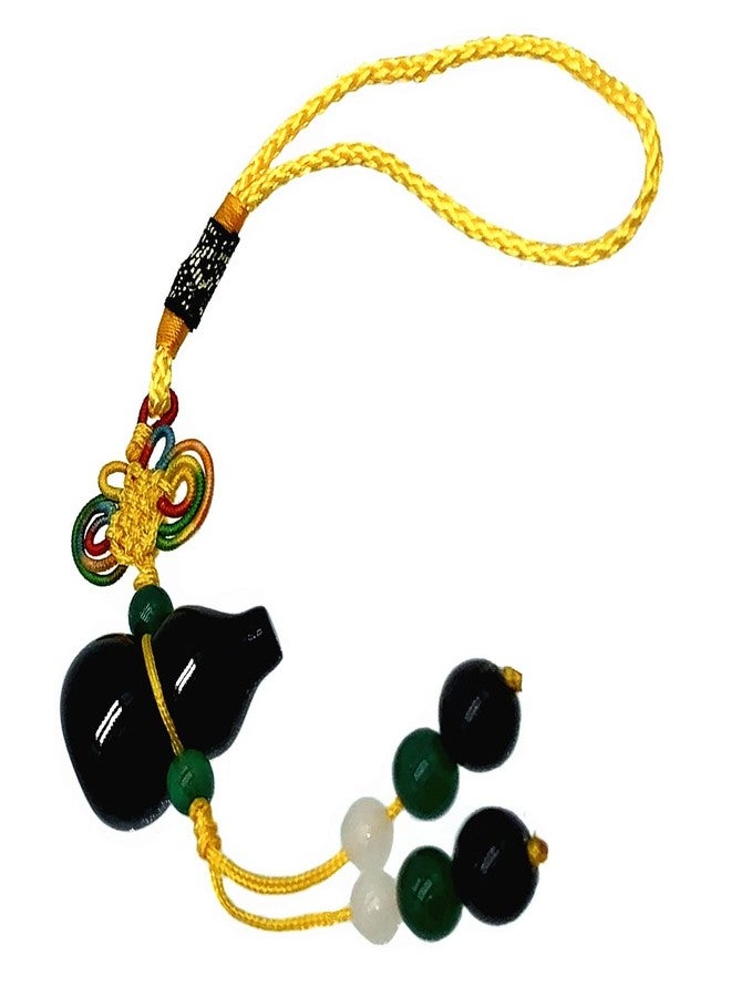 Betterdecor Feng Shui Handmade Black Obsidian Wu Lou/Hu Lu Gourd Calabash Car or Handbag Hanging Charm for Good Luck - Image 2