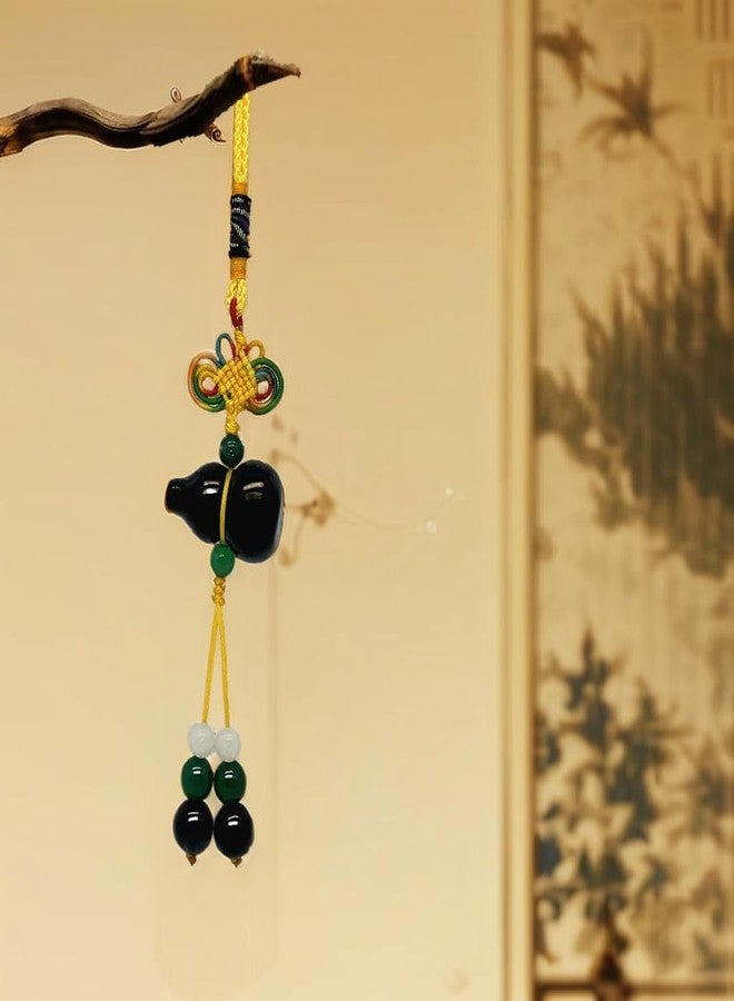 Betterdecor Feng Shui Handmade Black Obsidian Wu Lou/Hu Lu Gourd Calabash Car or Handbag Hanging Charm for Good Luck - Image 3