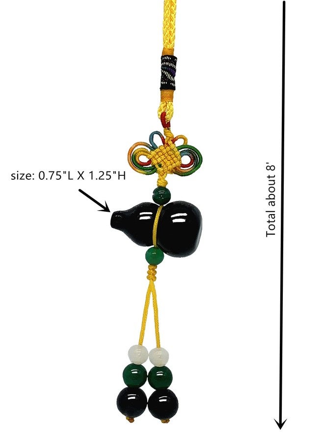 Betterdecor Feng Shui Handmade Black Obsidian Wu Lou/Hu Lu Gourd Calabash Car or Handbag Hanging Charm for Good Luck - Image 4