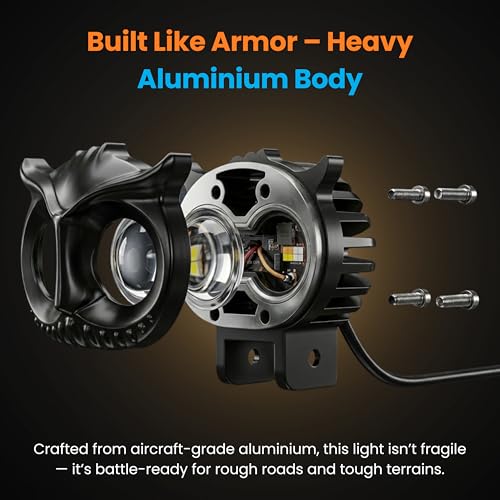 ELTRON TURBO 1 Years Warranty Owl Shape Imported Fog Led Light 12V-24V 110W Dc, Heavy Aluminium Material Yellow And White Beam Off-Roading For All Motorcycle, Scooty, Car (Pack Of 2 With Switch) - Image 3