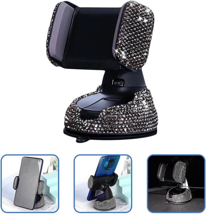 VILLCASE Bling Car Vent Phone Holder with Rhinestone Decoration Car Phone Mount Stand for Dashboard and Air Vent Black Finish for Women - Image 5