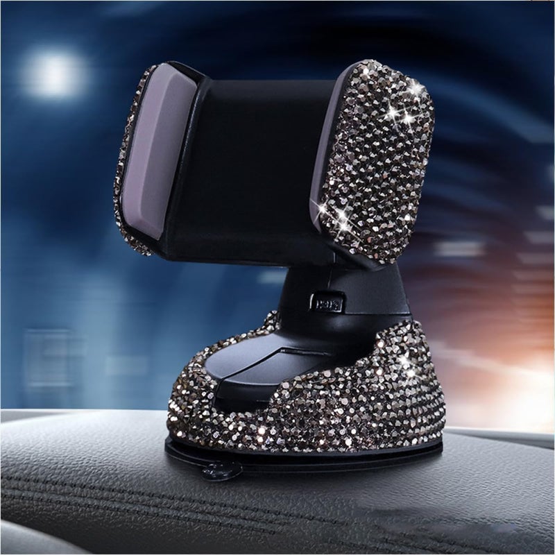 VILLCASE Bling Car Vent Phone Holder with Rhinestone Decoration Car Phone Mount Stand for Dashboard and Air Vent Black Finish for Women - Image 4