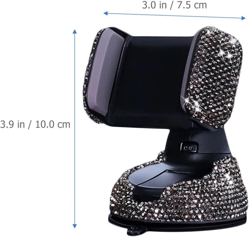 VILLCASE Bling Car Vent Phone Holder with Rhinestone Decoration Car Phone Mount Stand for Dashboard and Air Vent Black Finish for Women - Image 2