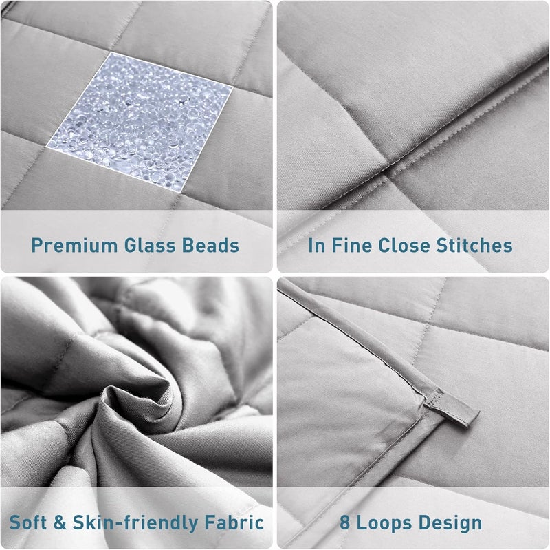 Weighted Idea Weighted Blanket for Adults (Light Grey,60"x80",15lbs) Cooling Breathable Heavy Blanket with Premium Glass Beads All-Season Soft Thick Comfort - Image 3