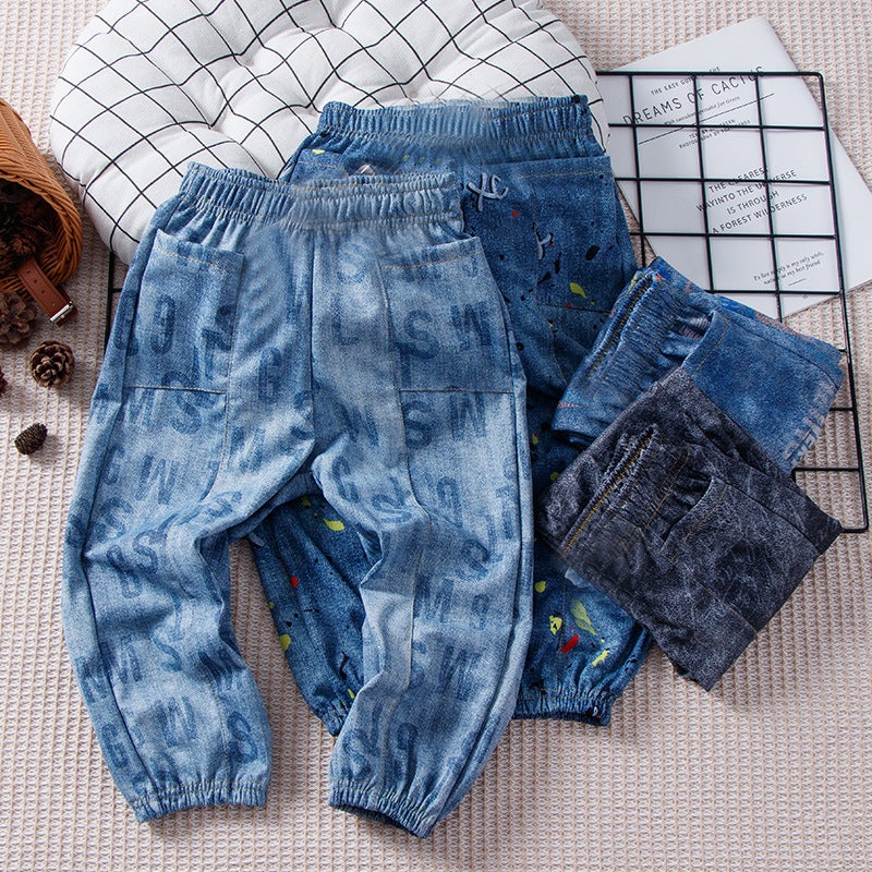 Children'S Pants Fashion Tide Boys Imitation Denim Casual Pants Small Boys Pants Spot Generation - Image 4