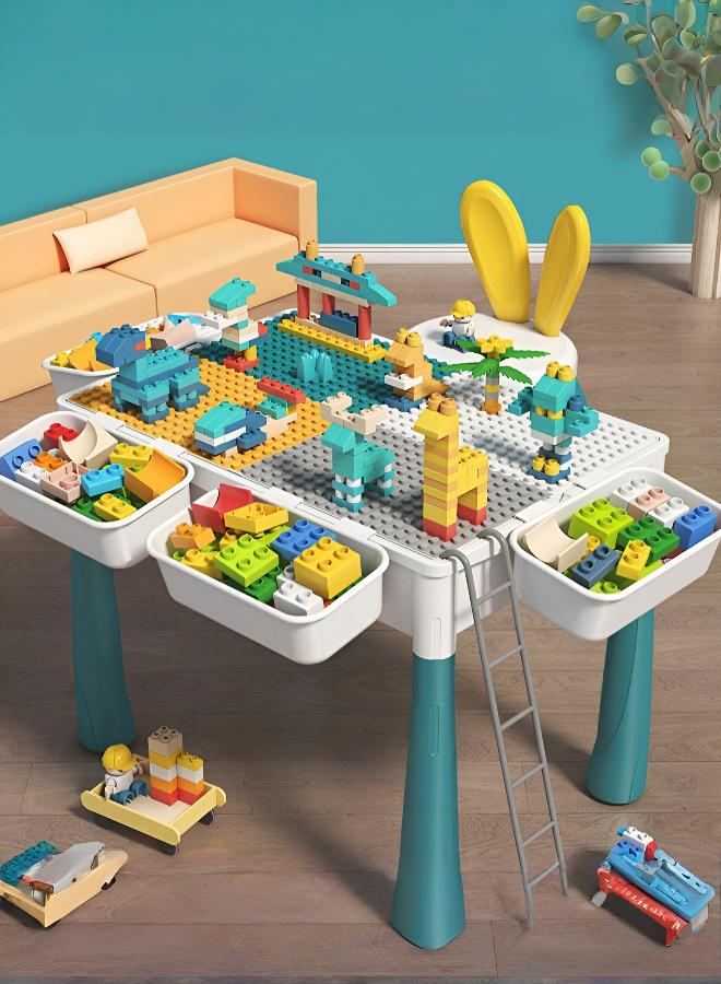 طاولة لعب أطفال قابلة للتحويل، متوافقة مع ليغو، للرسم ومكعبات البناء مع مساحة تخزين وكرسيين - Image 3