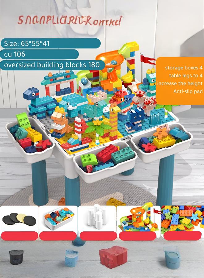 طاولة لعب أطفال قابلة للتحويل، متوافقة مع ليغو، للرسم ومكعبات البناء مع مساحة تخزين وكرسيين - Image 1