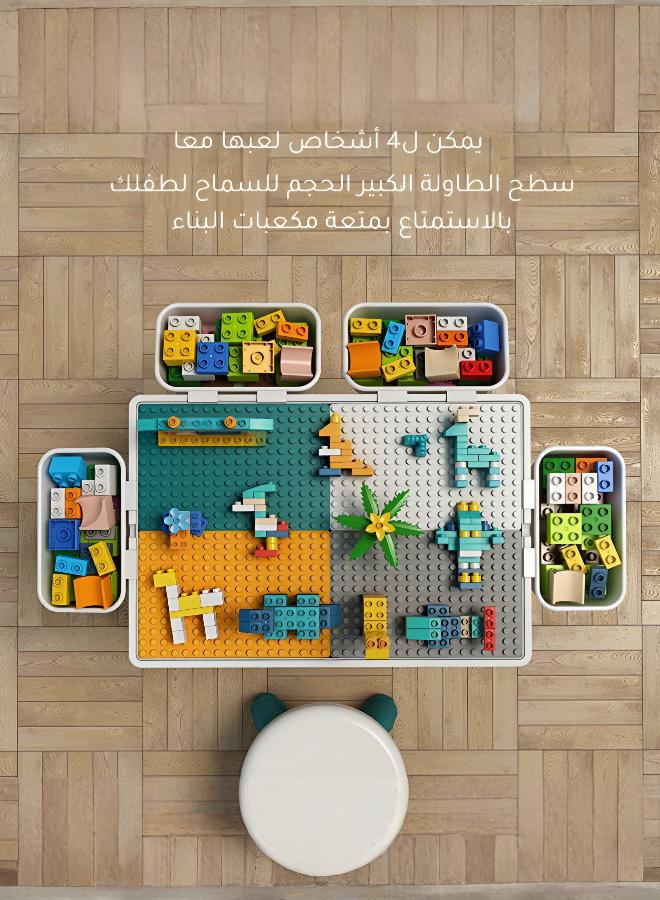 طاولة لعب أطفال قابلة للتحويل، متوافقة مع ليغو، للرسم ومكعبات البناء مع مساحة تخزين وكرسيين - Image 2