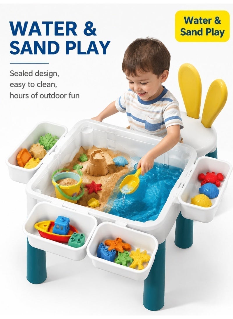 Kids Reversible Building Block & Drawing Play Table with Storage - Image 3