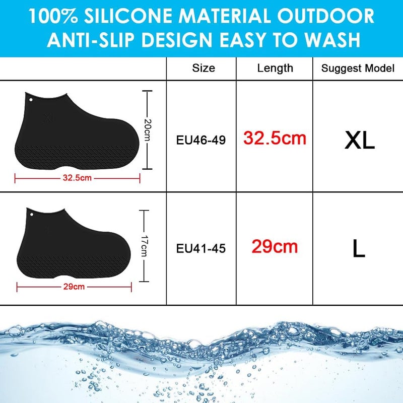 Hydream Silicone Shoe Cover Waterproof, Reusable Boot Shoes Covers with Zipper,Non Slip Rain Snow Bowling Travel Indoor Outdoor Overshoe Rubber Protectors for Men Women Kids Protection Galoshes-1 Pair-Clear,L - Image 2