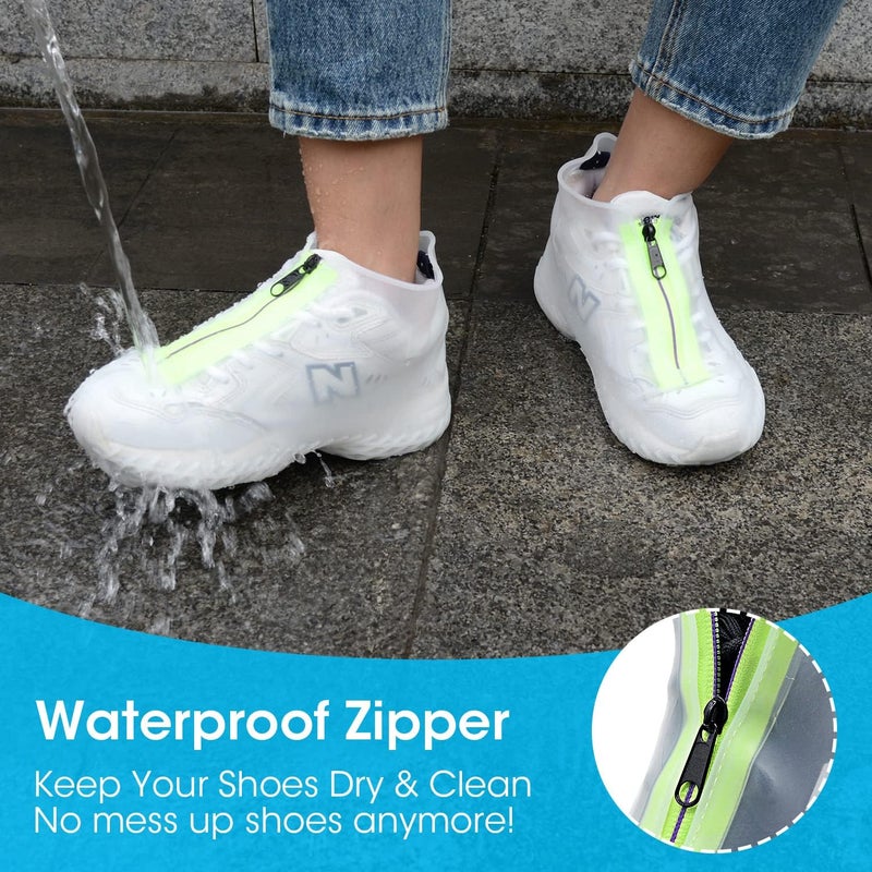 Hydream Silicone Shoe Cover Waterproof, Reusable Boot Shoes Covers with Zipper,Non Slip Rain Snow Bowling Travel Indoor Outdoor Overshoe Rubber Protectors for Men Women Kids Protection Galoshes-1 Pair-Clear,L - Image 3