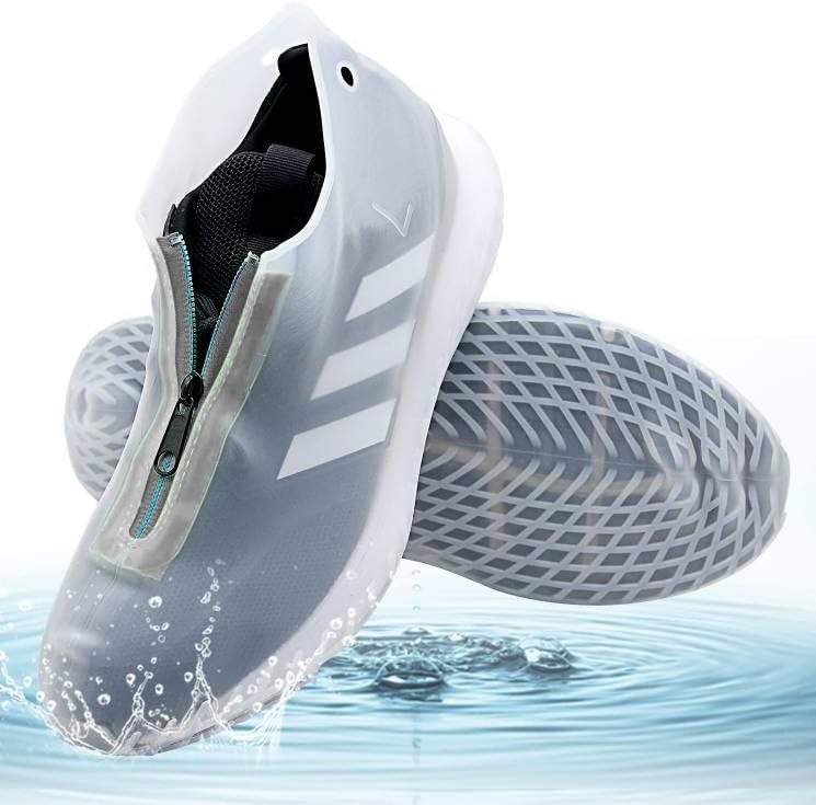 Hydream Silicone Shoe Cover Waterproof, Reusable Boot Shoes Covers with Zipper,Non Slip Rain Snow Bowling Travel Indoor Outdoor Overshoe Rubber Protectors for Men Women Kids Protection Galoshes-1 Pair-Clear,L - Image 1