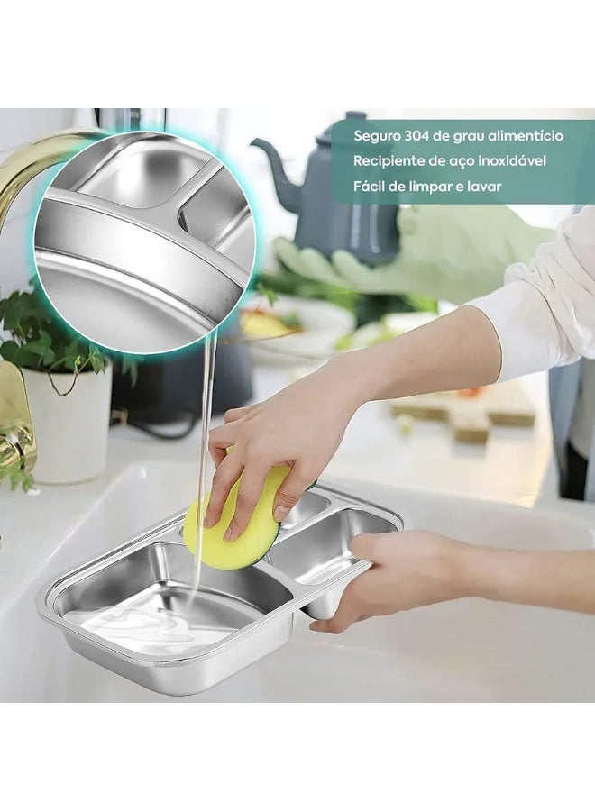 Electric Lunch Box Food Heater 3-in-1 for Car & Home Compartments, Stainless Steel, Durable, Leakproof, Safe & for Fresh, Hot Meals Boxes for adults - Image 4