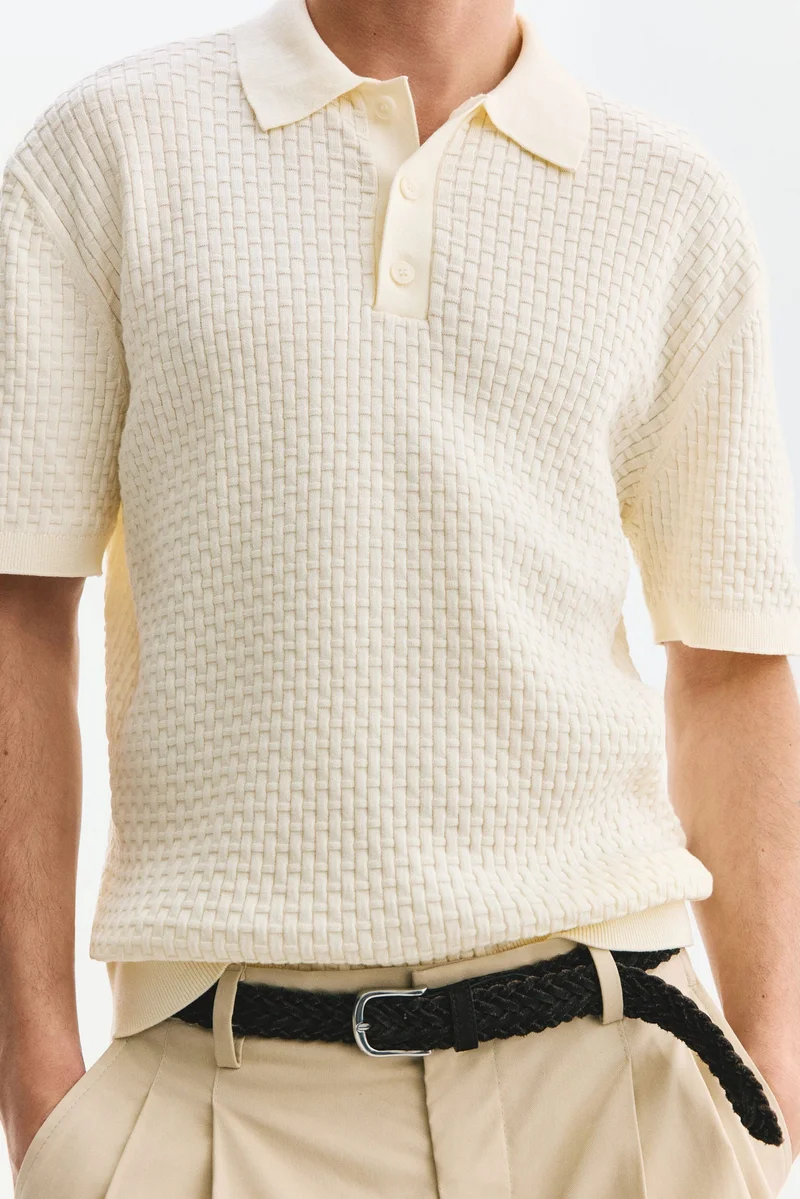 H&M  Regular Fit Knitted cotton polo shirt for Men | Best Price UAE