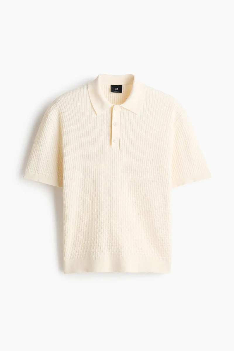 H&M  Regular Fit Knitted cotton polo shirt for Men | Best Price UAE