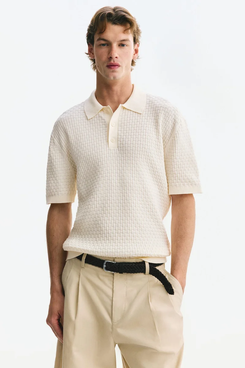 H&M  Regular Fit Knitted cotton polo shirt for Men | Best Price UAE