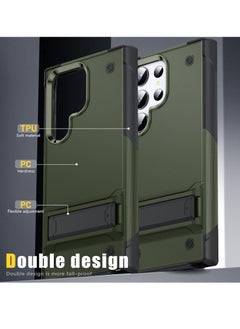 Mmmon Compatible With Samsung Galaxy S23 Ultra with Kickstand,Drop Protection Hard PC Rugged Shockproof Bumper Protective Case For Samsung Galaxy S23 Ultra(Green)  - Image 4
