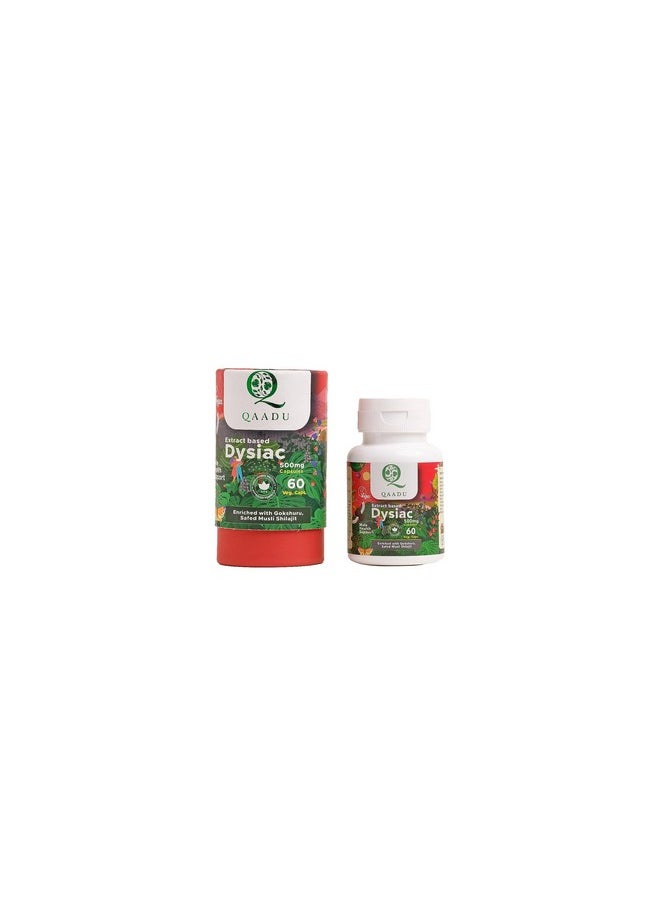 QAADU Dysiac Organic Plant Based Herbal Supplement With Ashwagandha, Shilajit, Shatavari & Ginseng | Improves Energy, Stamina & Strength | Endurance Booster For Men - 60 Veg Capsules  - Image 2